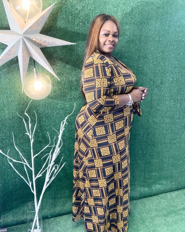 Enterprise Wrap Dress-DRESS-Tres Unique Boutique-SMALL-BLACK-/GOLD-Tres Unique Boutique