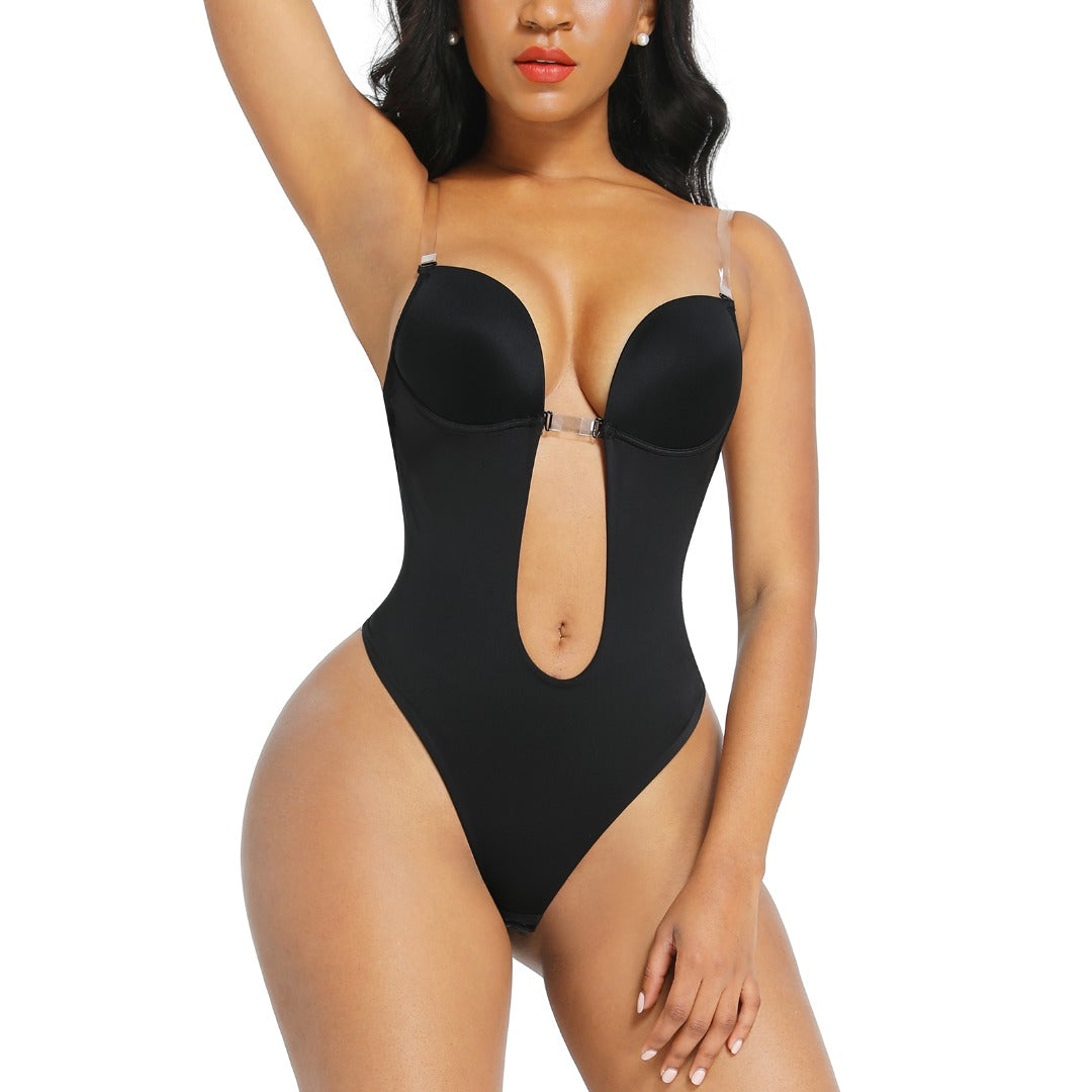 Backless U-Plunge Thong Bodysuit Shaper