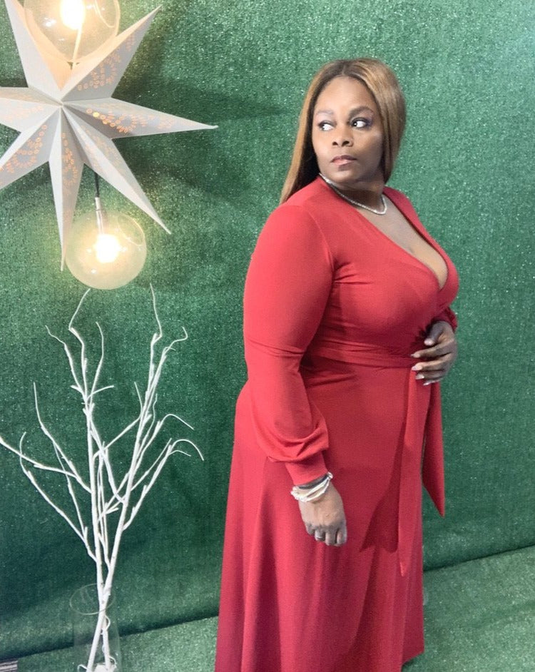 Enterprise Wrap Dress-DRESS-Tres Unique Boutique-LARGE-BURGUNDY-Tres Unique Boutique