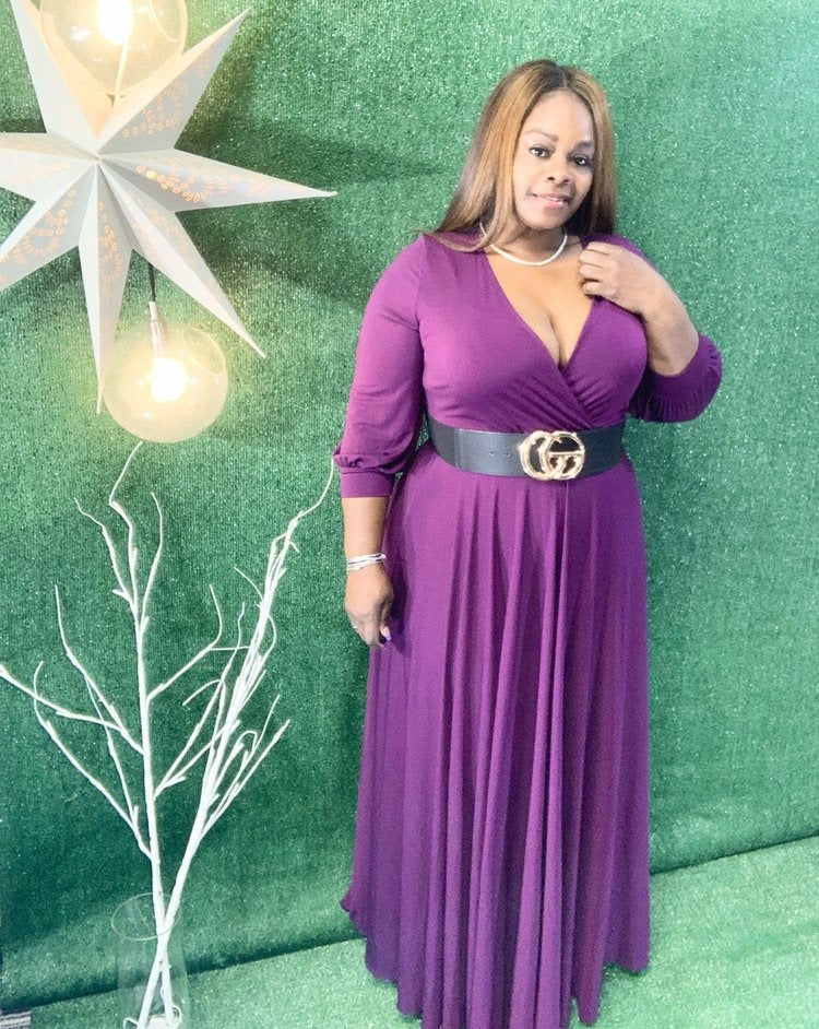 Enterprise Wrap Dress-DRESS-Tres Unique Boutique-SMALL-PLUM-Tres Unique Boutique