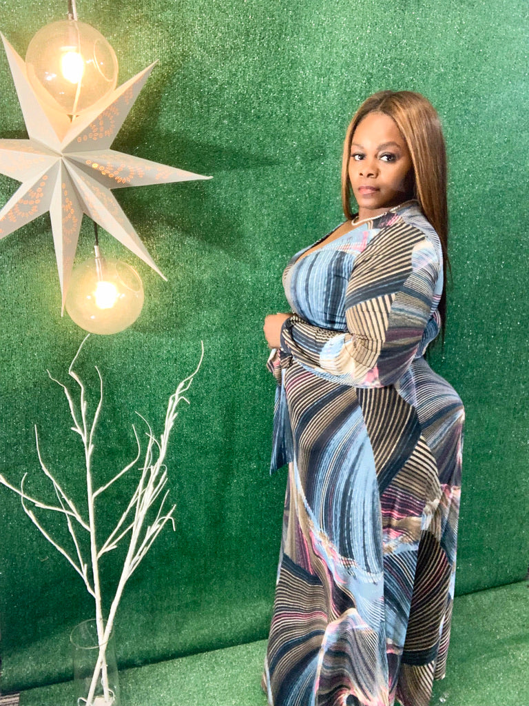 Enterprise Wrap Dress-DRESS-Tres Unique Boutique-SMALL-SWIRL-BR-Tres Unique Boutique