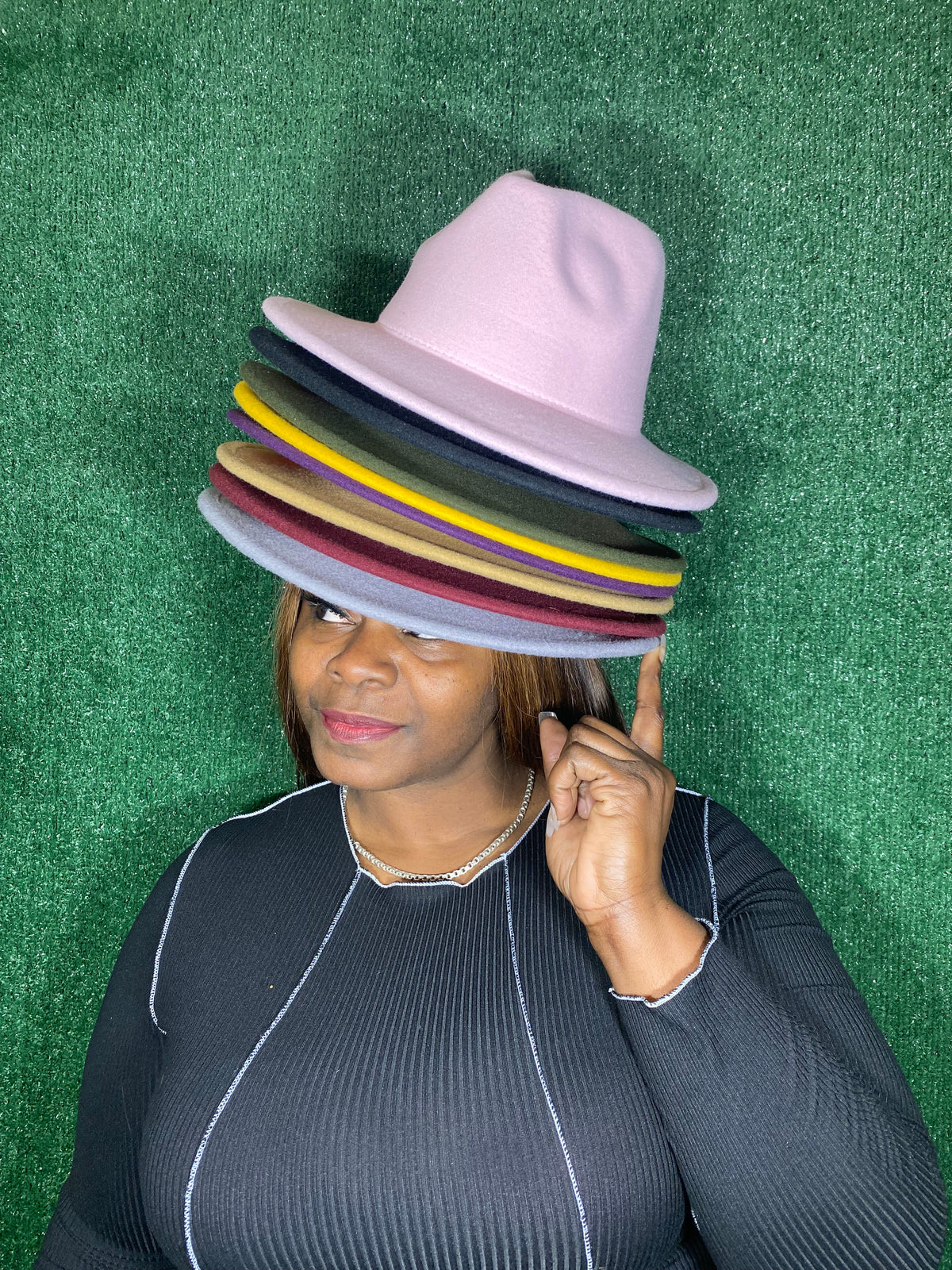 Two Tone Red Bottom Fidora Hat-Accessories-Tres Unique Boutique-Green-Tres Unique Boutique