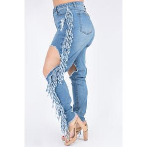 PLUS Fringe Jeans-BOTTOMS-Tres Unique Boutique-2X-Blue-Tres Unique Boutique