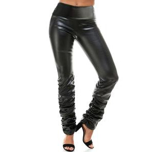 Faux Leather Stacked Leggings-BOTTOMS-Tres Unique Boutique-S-BLACK-Tres Unique Boutique