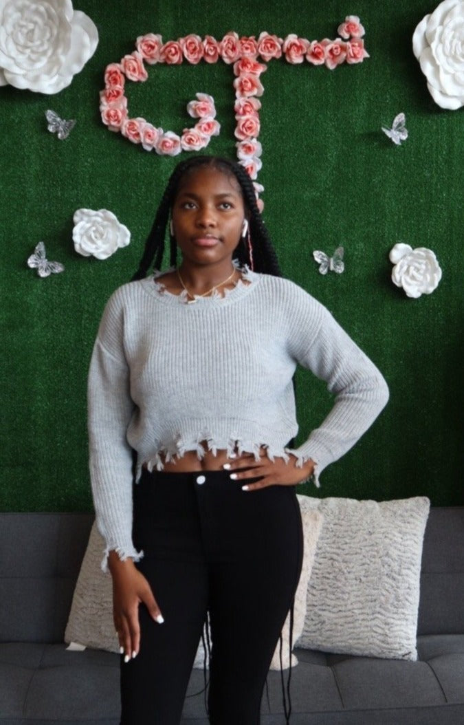 Sweet Distressed Sweater-Tres Unique Boutique-S-H.Grey-Tres Unique Boutique