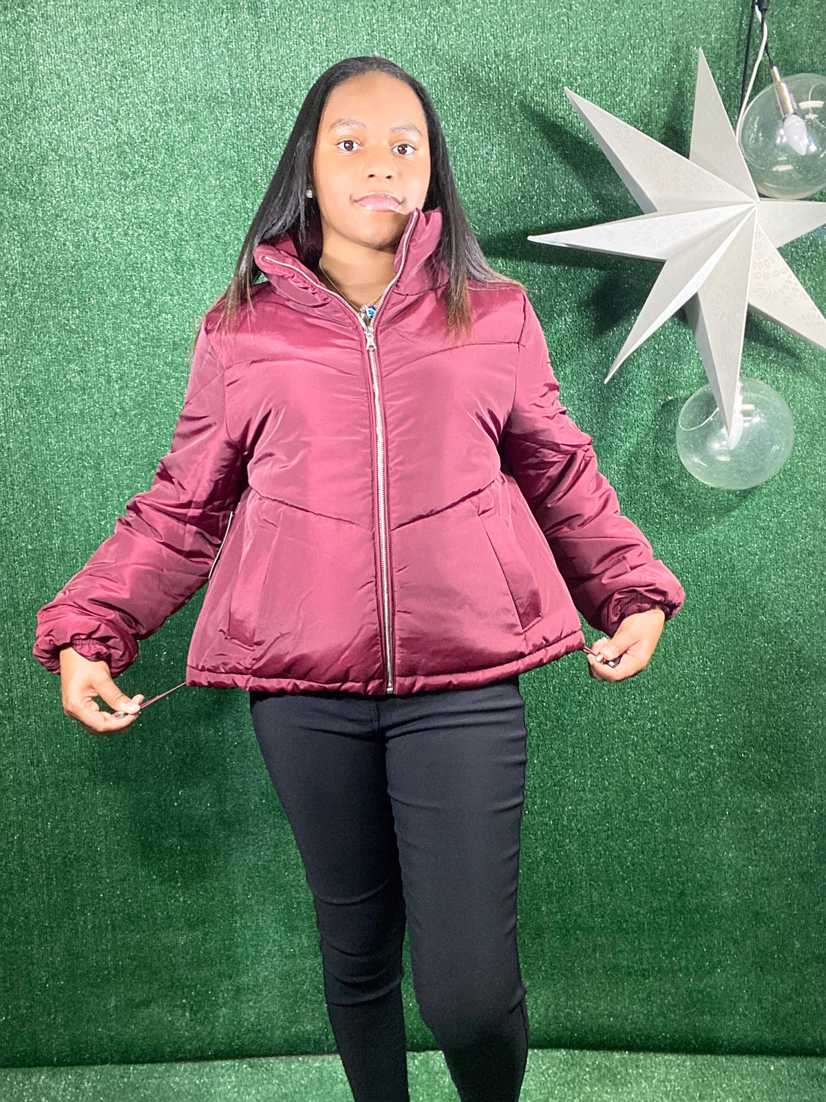 Split Second Puffer Coat-JACKET-Tres Unique Boutique-S-Burdungy-Tres Unique Boutique