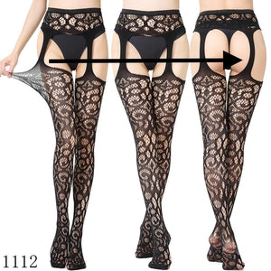 Women’s Coral Swirl suspender fishnet 1112.-Hosiery-Tres Unique Inc.-Tres Unique Boutique