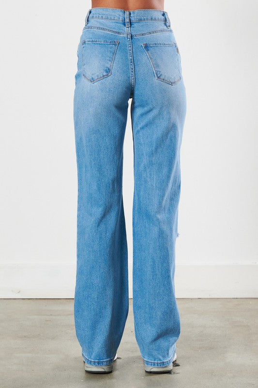 Marco Distressed Wide Leg Jeans