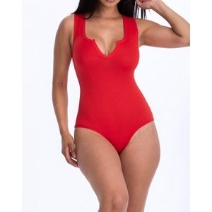 The V Bodysuit Top-TOPS-Tres Unique Boutique-S-RED-Tres Unique Boutique