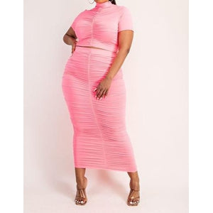 Special Ruched Skirt Set-SETS-Tres Unique Boutique-1XL-Pink-Tres Unique Boutique